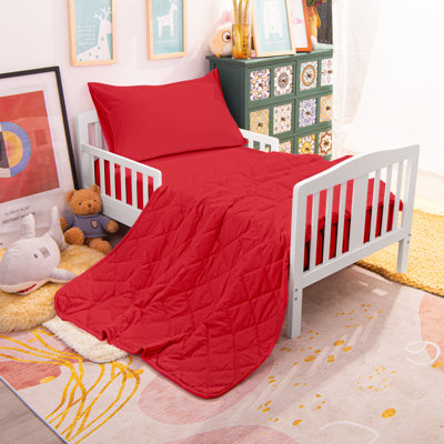 Ensemble de literie pour lit de bébé 4 pièces, comprenant un édredon matelassé, un drap-housse, un drap plat et une taie d'oreiller - NTBAY