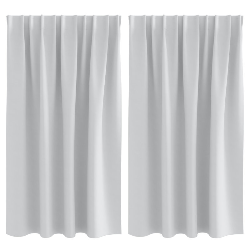 Curtains With Curtains 2 Pcs Polyester, Pale Grey, 140cm Width x 140cm Drop