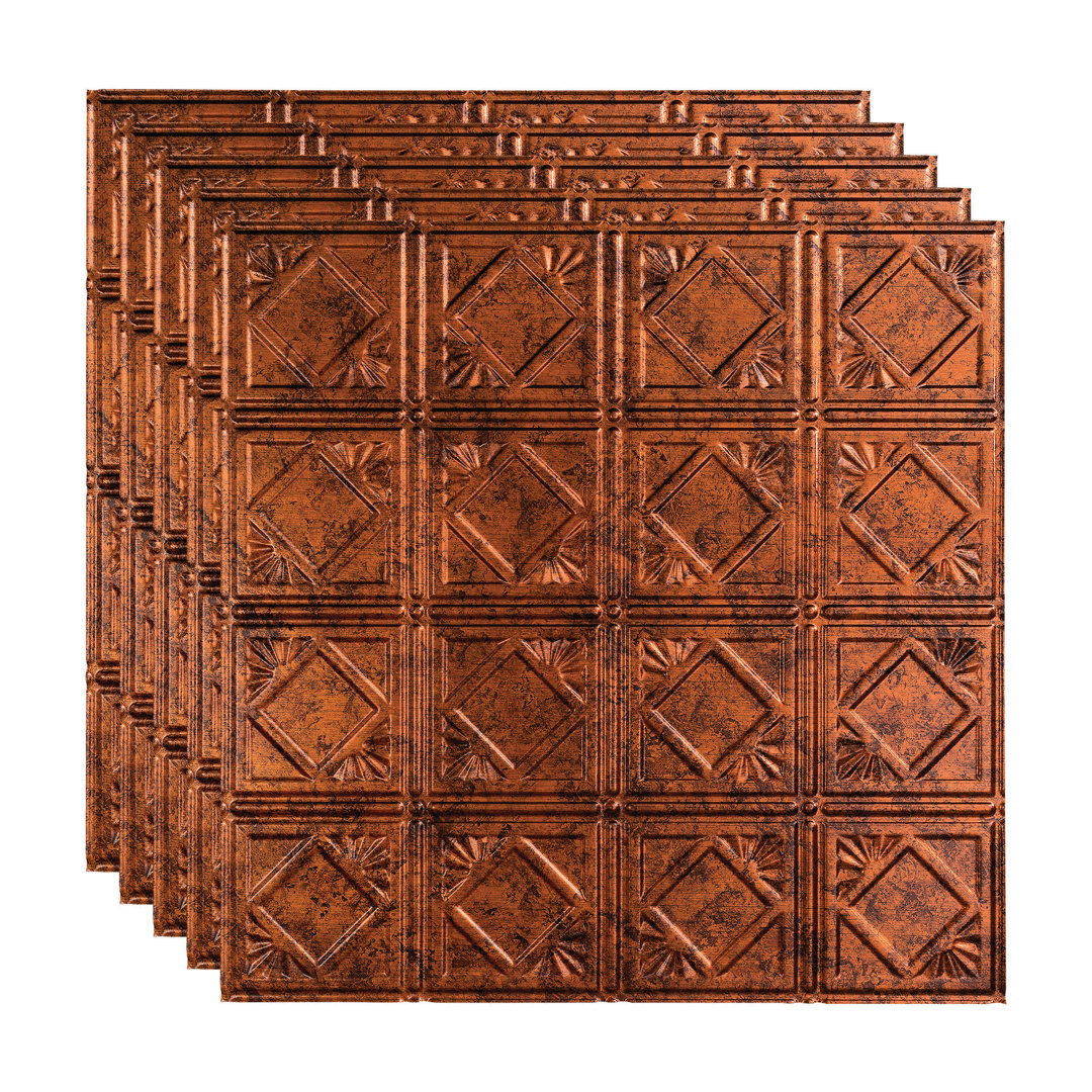 Traditional 24'' L x 24'' W Textured Vinyl Drop-In Ceiling Tile (Set of 5) Fasade 