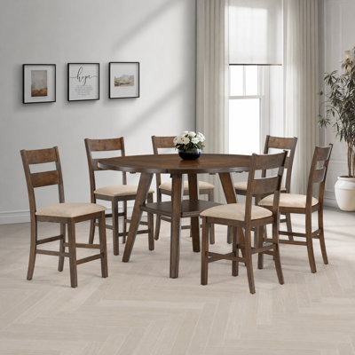 Ensemble de table de salle à manger à hauteur de comptoir extensible Horizon avec chaises rembourrées (7 pièces)
