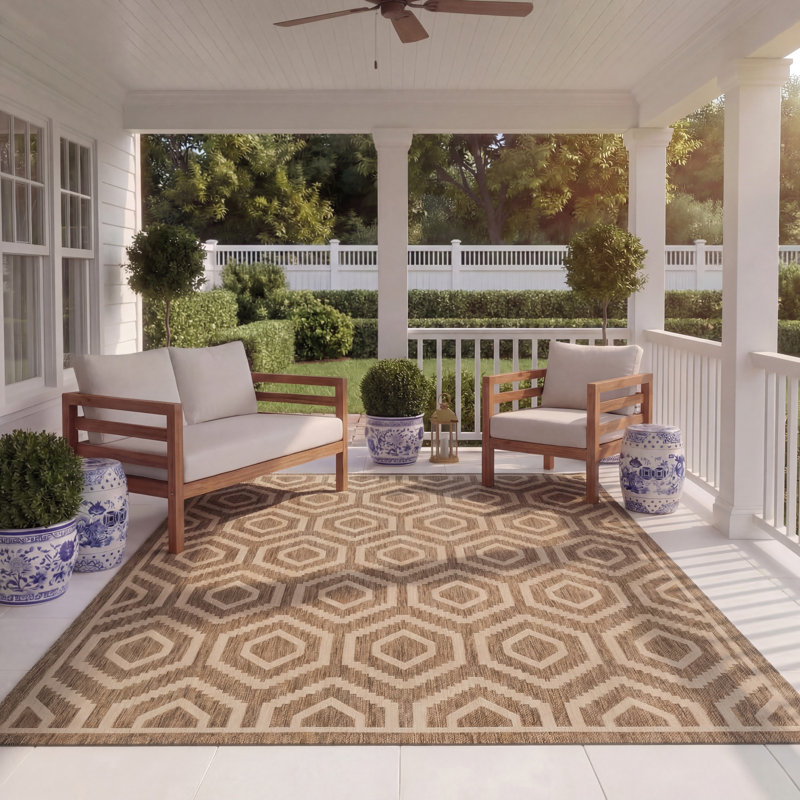Tapis d'intérieur / extérieur à motif géométrique Deedrick, Rectangle 8 pi x 11 pi