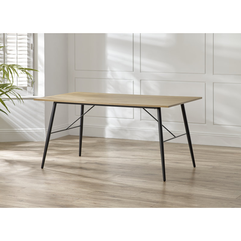 Arrowood Metal Base Dining Table, Oak