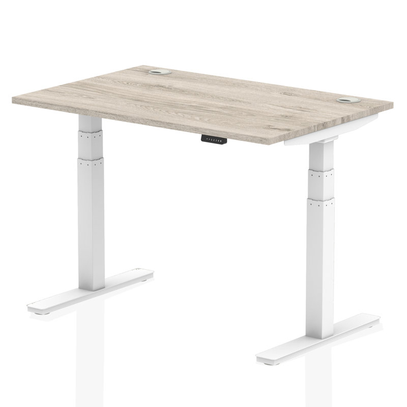 Nural Adjustable Metal Base Standing Desk, 131cm H x 120cm W x 80cm D, White