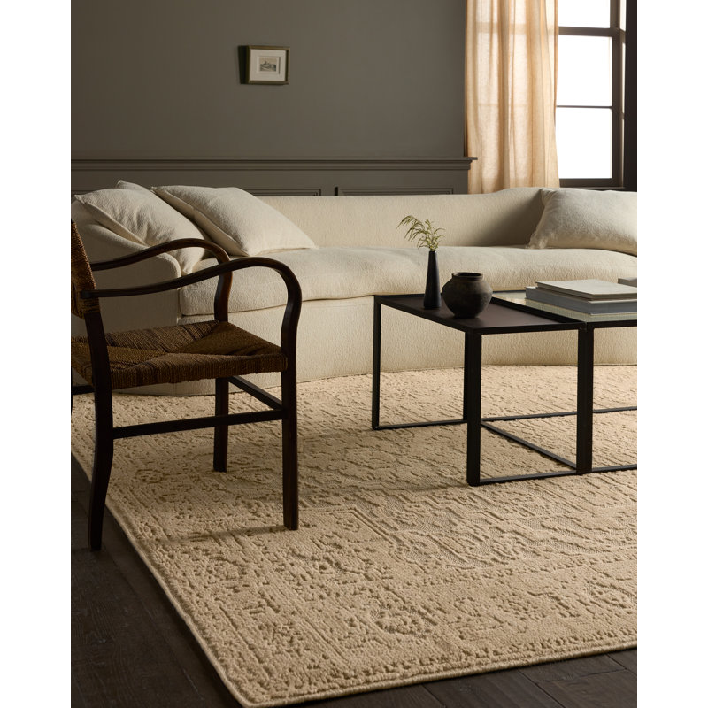 Jaipur Living Pranhita APS01 Handknotted Medallion Tan and Cream Area Rug (9'x12'), Rectangle 9' x 12'