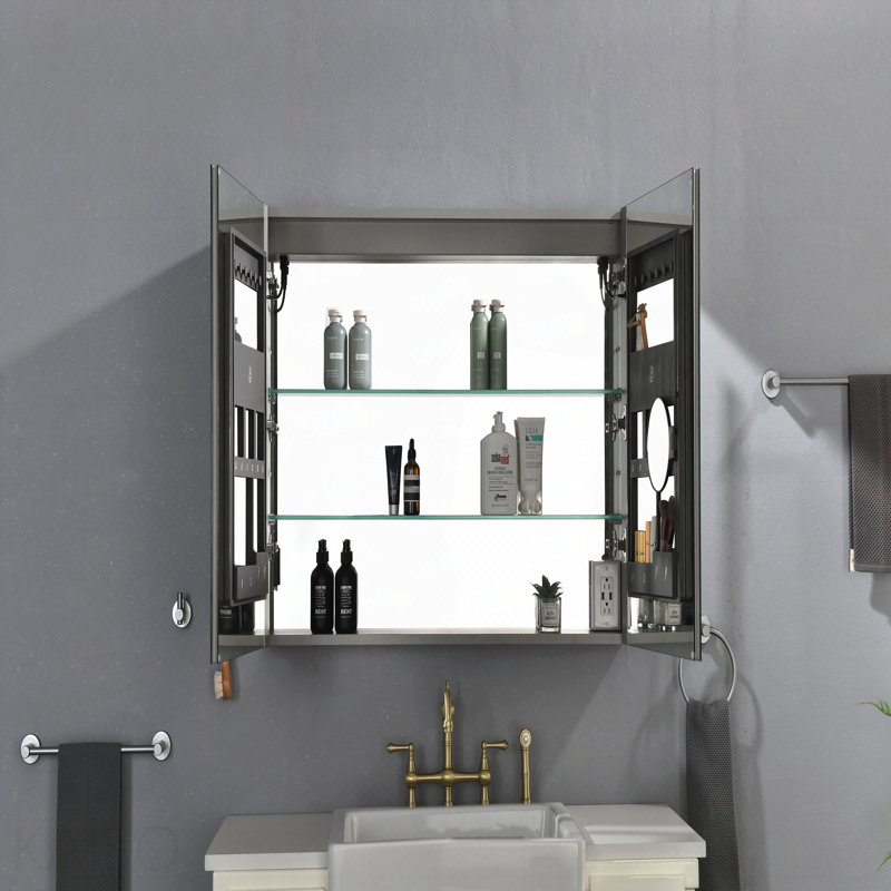 40 po L 30 po H H grande armoire à pharmacie rectangulaire en aluminium à fixation en surface avec miroir