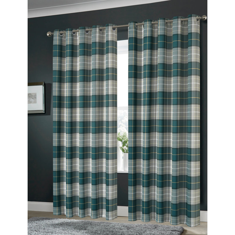 Room Darkening Curtain Panel Pair, Green, 137cm Width x 117cm Drop