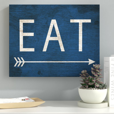 «Eat with Arrow Blue» par Daphne Polselli, reproduction d'art textuel sur toile