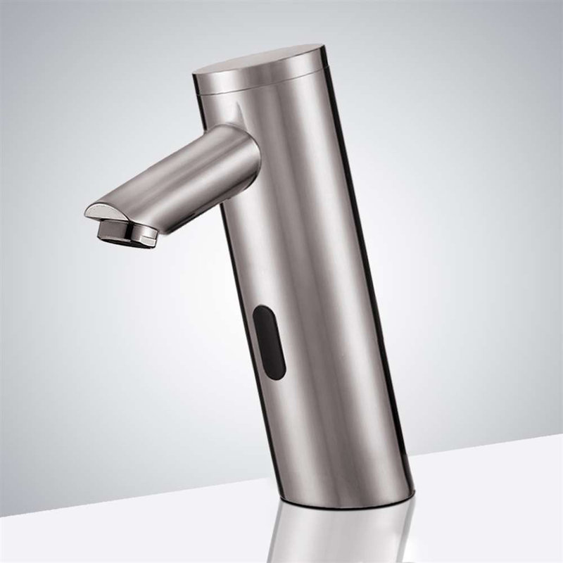 Commercial Brushed Nickel Faucet Durable Touchless Sensor for High Traffic Areas