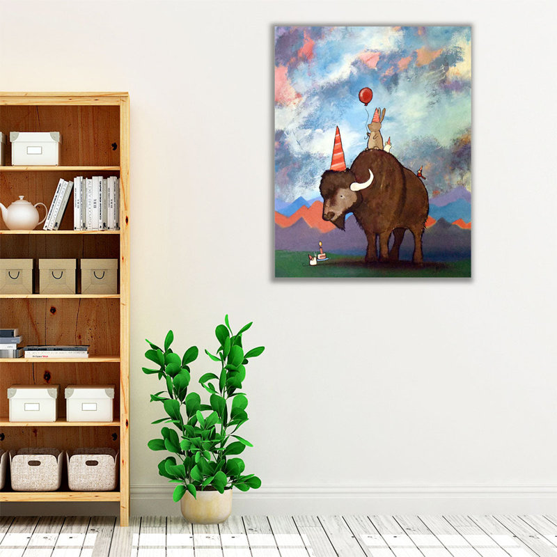 Buffalo Birthday - reproduction d'art sur toile, H 45 po x l 36 po