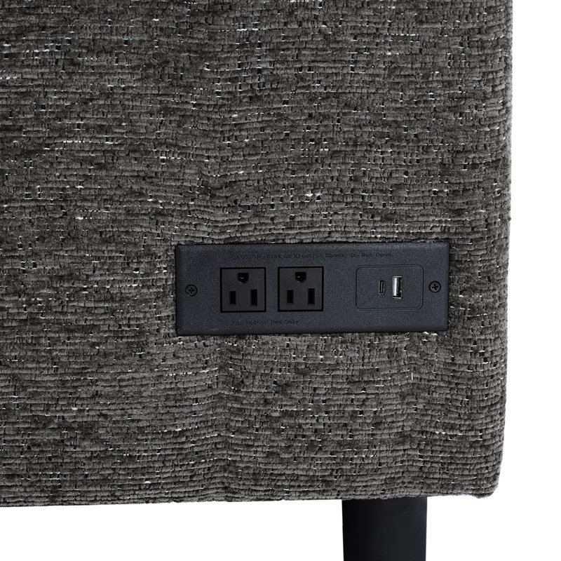 Gris en forme de U avec lit convertible, rangement et fonctionnalité pratique d'accoudoir dissimulé escamotable