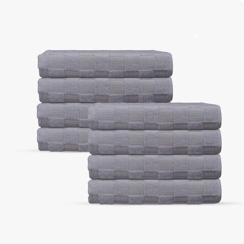 Taylorlynn 8 pcs Turkish Wash Towels Set, Silver