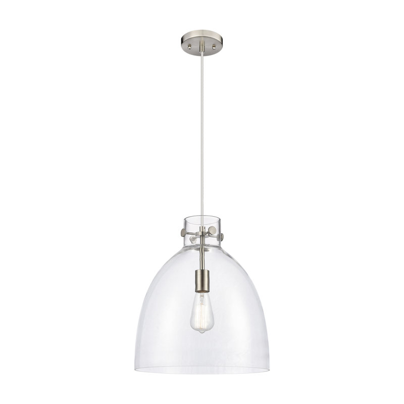 Luminaire suspendu à 1 lumière Badgett, Plaqué couleur fumée, H 16 po x l 14 po x P 14 po, Nickel satiné