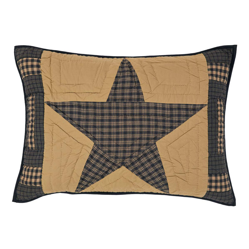 Teton Star Navy and Tan Cotton Patchwork Sham