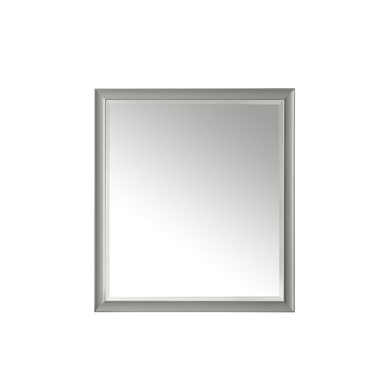 Glenbrooke Solid Wood Beveled Wall Mirror, Urban Gray, 40" x 36"