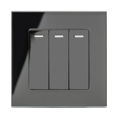 Crystal PG 3 Gang Rocker Light Switch White