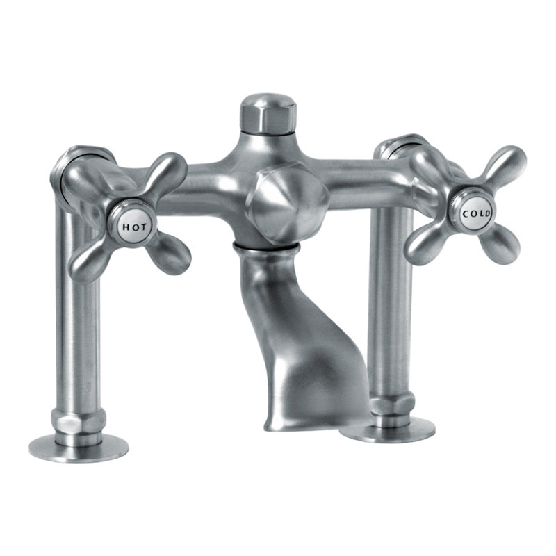 Deck Mount Tub Faucet with Cross Handles (P0802) by Strom Living, Chrome