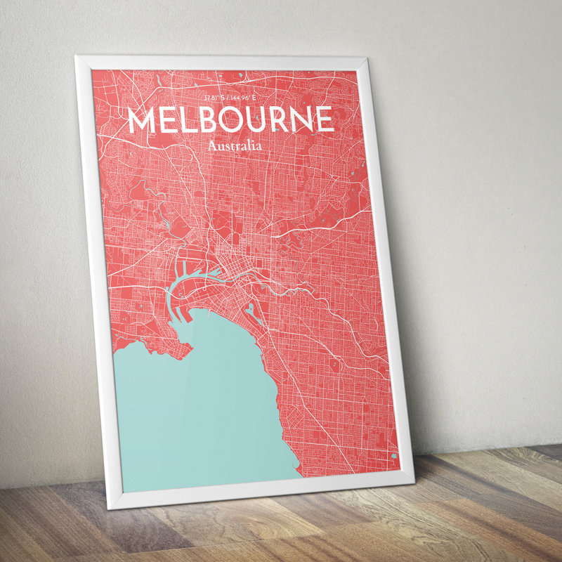 Melbourne City Map - No Frame Print, 50.8cm H x 40.6cm W x 0.13cm D x 0.13cm D
