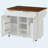 52" Fluted Kitchen Island with Drop Leaf, Power Outlet,  Kitchen Storage Cart with Adjustable Shelves, 2 Doors and 2 Drawers, Rolling Island Table with Walnut Color Top for Kitchen, White