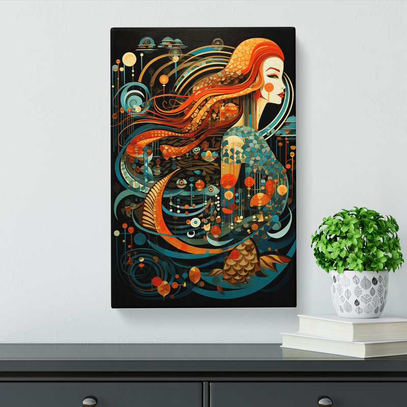Mermaid Constructivism Art - Wrapped Canvas, 60cm H x 40cm W x 3cm D
