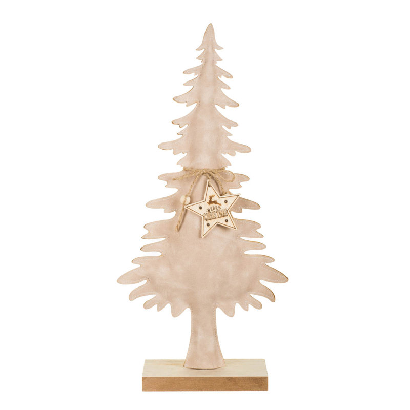 Petit arbre de Noël décoratif en cuir avec paquet d'étoiles, Jaune