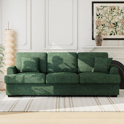 Canapé moderne en velours côtelé 86 po avec 2 coussins décoratifs Modern