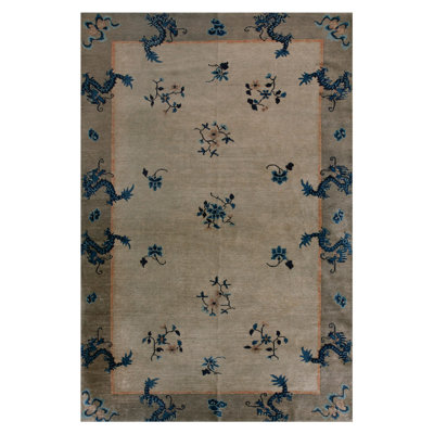 Antique Peking Floral Design Chinese Wool Pile Knotted Rug