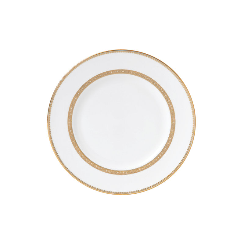 Gold and White Porcelain Dinner Plate 10.75"