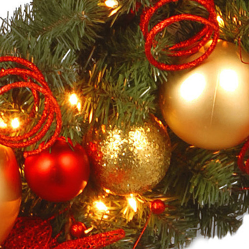 36 po Couronne décorative de Noël avec lumières rouges et claires Decorative Collection