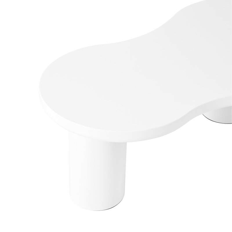 Ensemble de 2 tables basses gigognes faciles à assembler, table basse Cloud de style crème avec petite table d'appoint ronde, table centrale irrégulière avec pieds épais pour le salon