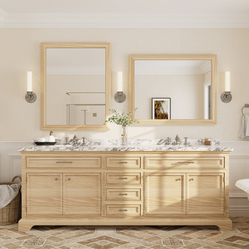 Miroir mural Amara, 40 po x 32 po, Bois jaune clair