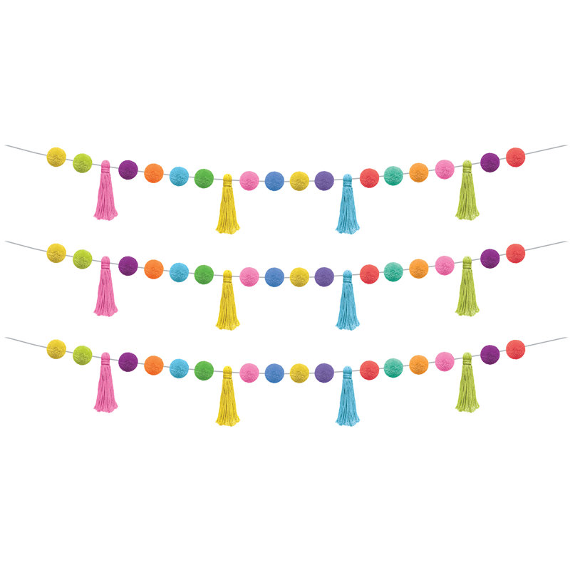 Guirlande pompons et pompons, Coloré