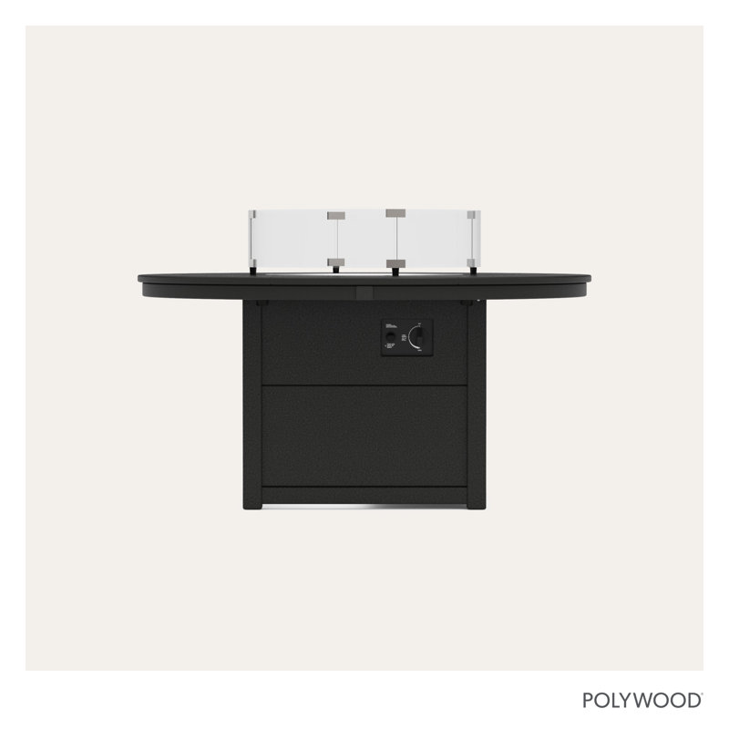 POLYWOOD Round 48" Fire Pit Table, Black