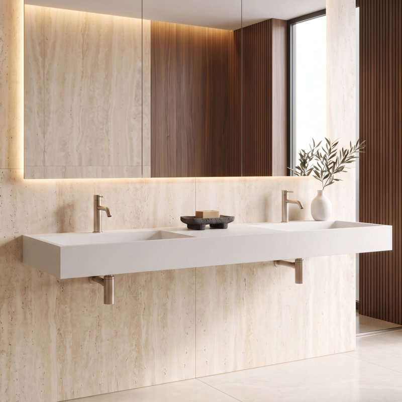 Juniper 72" Rectangular Vessel Bathroom Sink, White