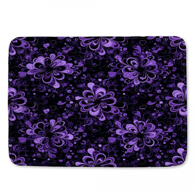 Purple Floral Motif Bath Mat