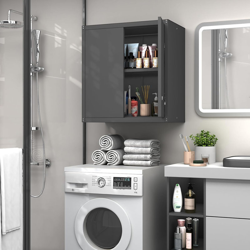 Metal Garage Storage Cabinet With Lock, Metal Wall Cabinets For Garage, Wall Mount Cabinet, Upper Cabinets Wall Mounted, Utility Cabinet With Adjustable Shelf