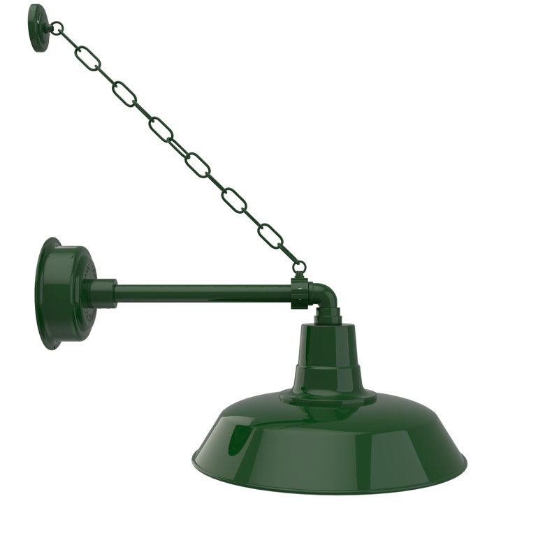 Luminaire de grange d'extérieur à DEL Haleigh, H 10 po x l 16 po x P 25 po, Vert rétro