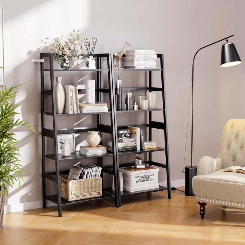 Étagère à 4 niveaux avec structure en bambou, support de rangement autoportant pour les livres, les plantes et la décoration intérieure, organisateur peu encombrant pour le salon, le bureau et la salle de bain