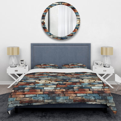 Brick Wall Elegance I - Brick Duvet Cover Set - Microfiber Polyester