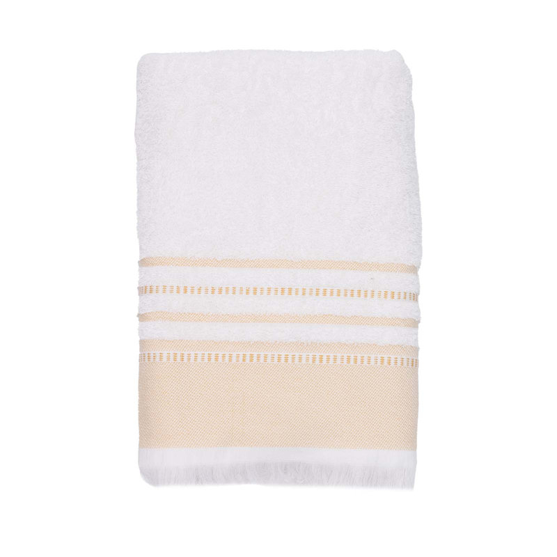 Sanhedrin Midweight Bath Towel, White/Mustard