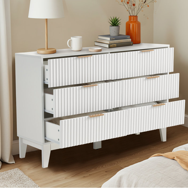  Commode double 6 tiroirs l 47,2 po, Blanc