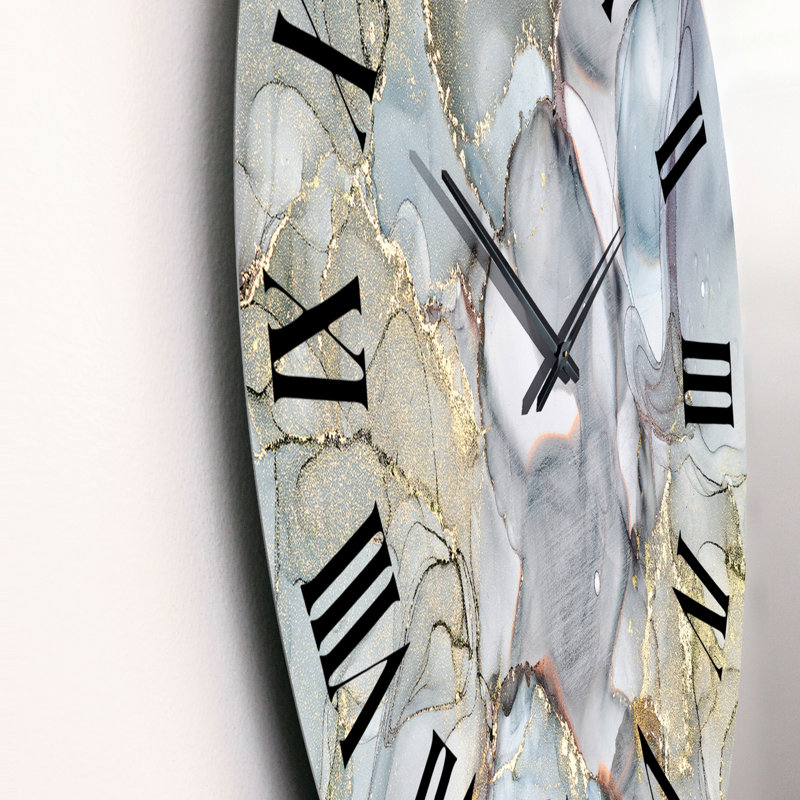 Grey and Yellow Tender Liquid ink Art - Modern Wall Clock, Oversized