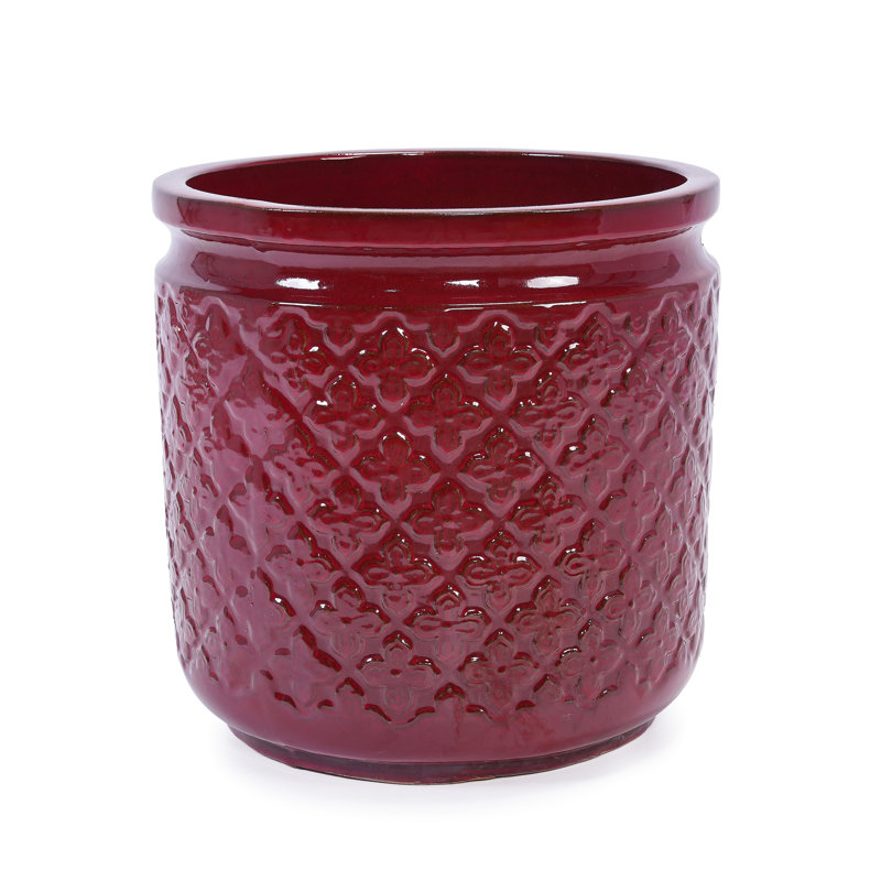 3 pots de fleurs modernes en céramique rouge pâte de haricot pour le salon - Appuis de chaleur et de soutien des racines