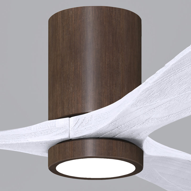Olivier à 3 pales DEL standard avec ventilateur de plafond et ensemble d'éclairage inclus, Blanc mat, Noyer, 42"