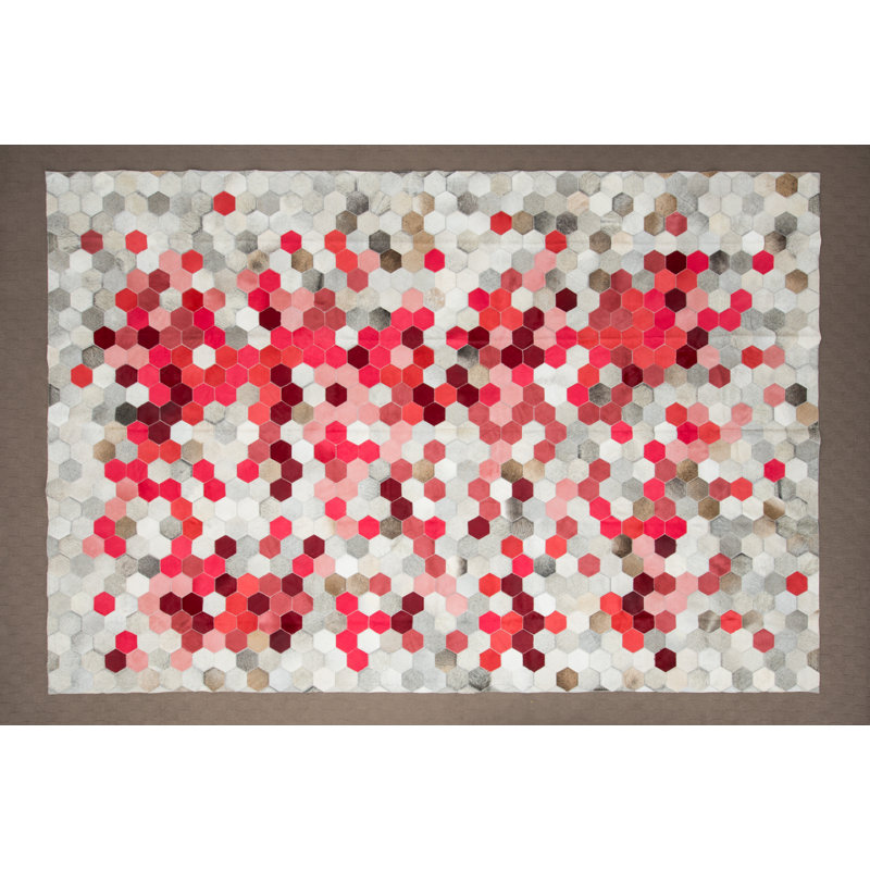 Angulo Cowhide Geometric Area Rug, Rectangle 4'6" x 5'9"
