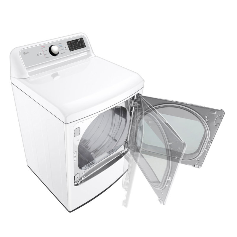 LG 7.3 cu. ft. Ultra Large Capacity Smart Wi-Fi Enabled Rear Control Gas Dryer with Easyload Door, White