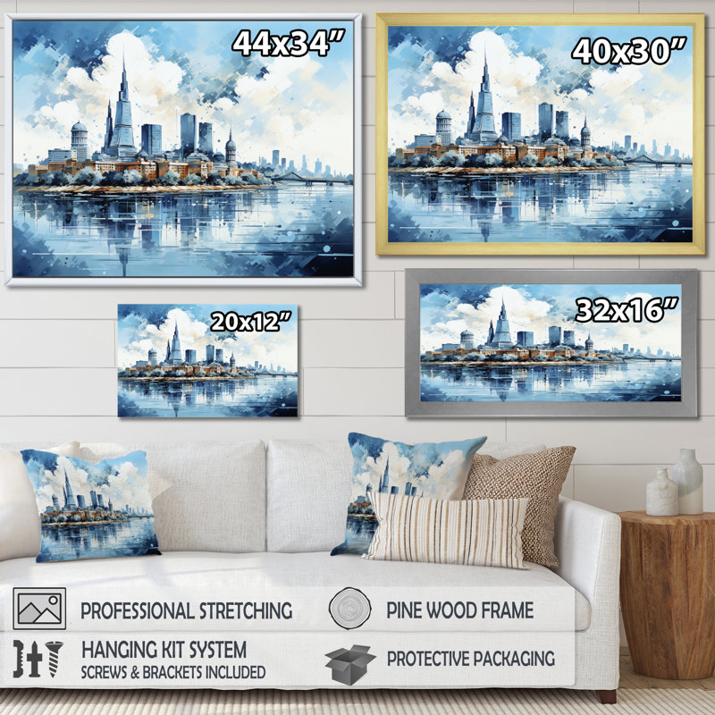 «Vietnam Ho Chi Minh City Skyline I», reproduction sur toile, H 34 po x l 44 po x P 1,5 po, Cadre flottant blanc