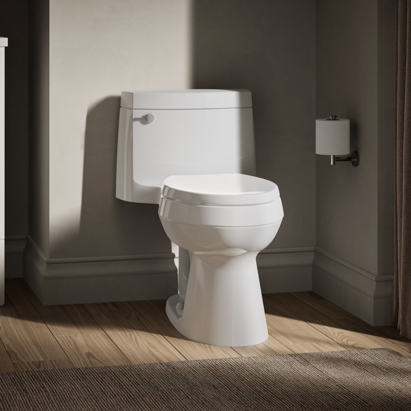 Cimarron 1.28 GPF Water Efficient Elongated One-Piece toilet (Seat Included), Right-Hand, Ice Grey