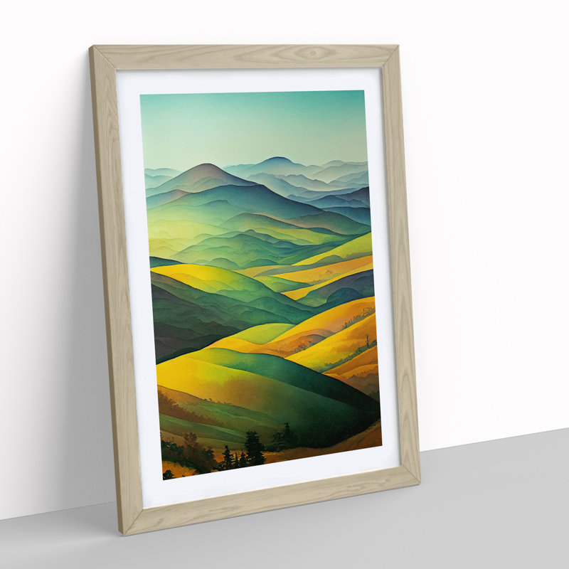 Meadow Landscape No.3 - Framed Print, 64cm H x 46cm W x 2cm D, Oak