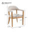 Ensemble de 2 fauteuils, revêtement en tissu beige doux, structure en bois d'hévéa massif, assise ergonomique confortable pour la salle à manger ou le salon