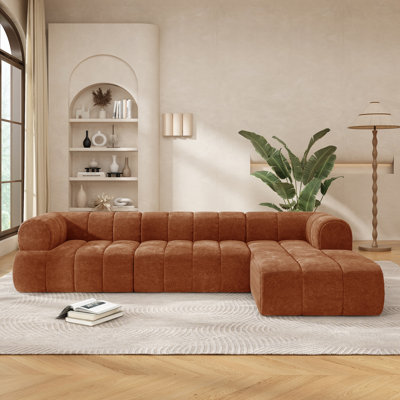 Canapé modulaire moderne en forme de L avec ensemble éponge et méridienne haute densité entièrement compressés, ensemble de 2 pièces, entièrement assemblé faisant face à la droite, parfait pour le salon ou le salon